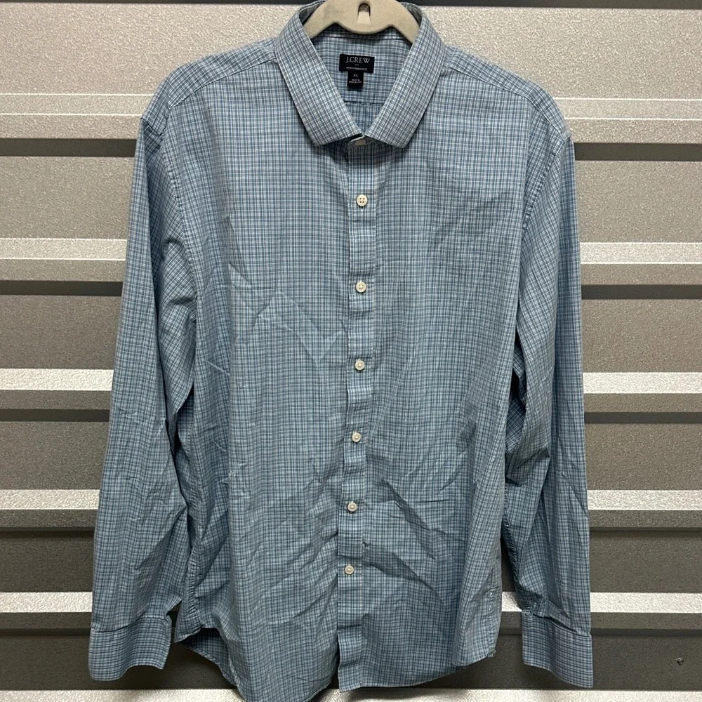 J Crew Performance Men Plaid Button Up Shirt Slim Fit Size XL Office Work Preppy